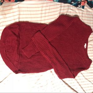 Long knitted burgundy sweater